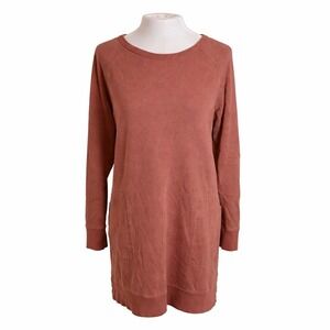 Toad&Co Hemp Organic Cotton Sweatshirt Dress Terracotta Terracotta Pink Large